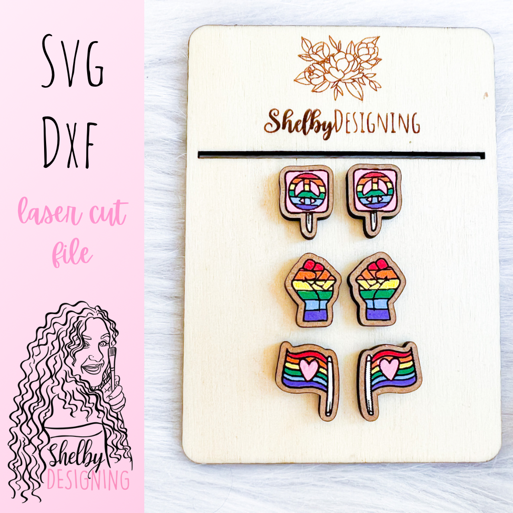 Pride LGBTQ Equal Rights Protest Stud Earrings Trio SVG