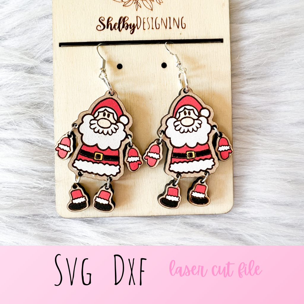 Multi Piece Santa Claus Dangle Earrings SVG