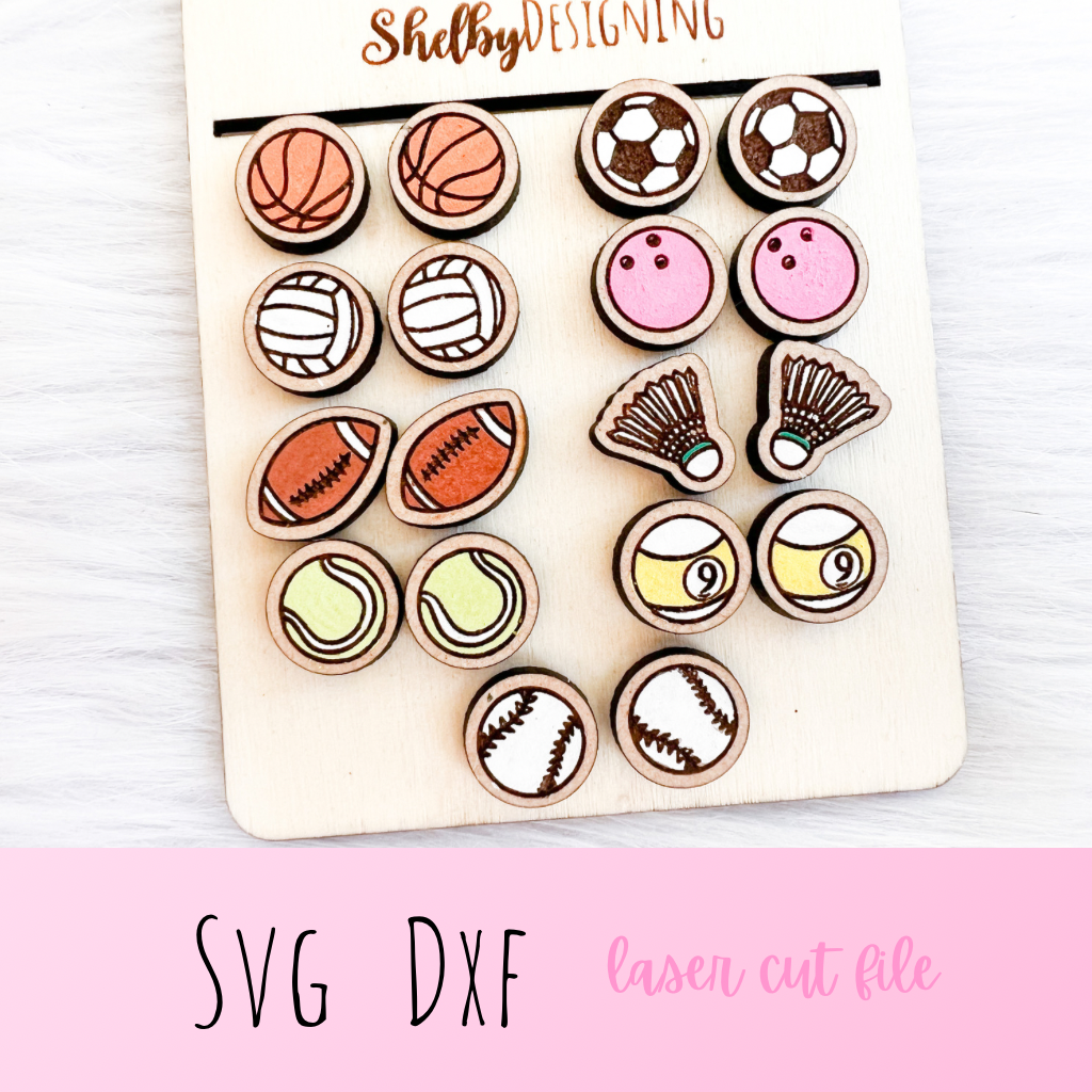Sports Stud Earrings Bundle SVG