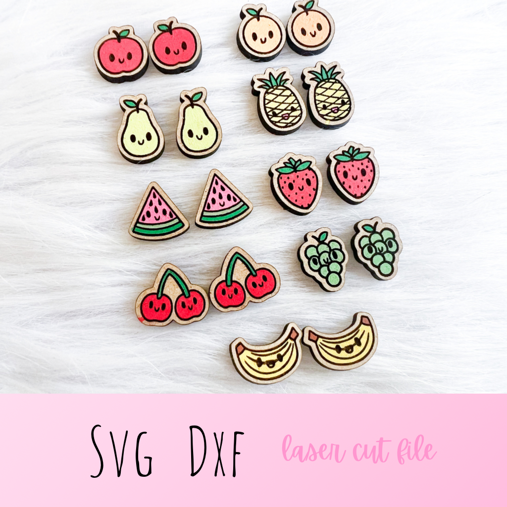 Kawaii Fruit Stud Earring Bundle SVG