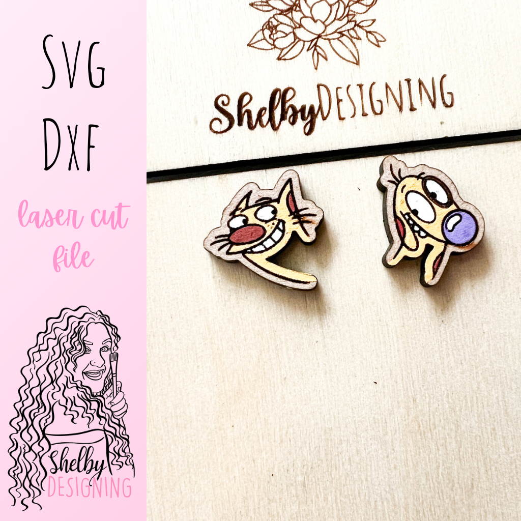BFF Mix n Match Series | Catdog Stud Earrings SVG