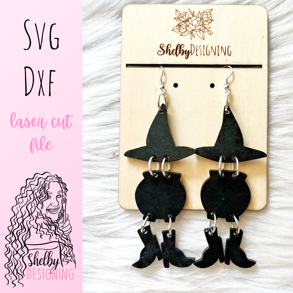 Cute Witch Cauldron Feet Dangle Earrings SVG