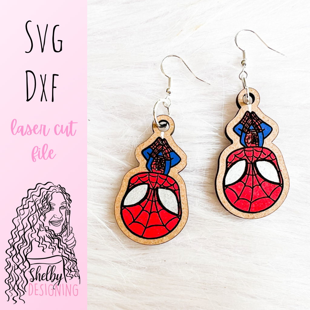 Hanging Spiderman Dangle Earrings SVG