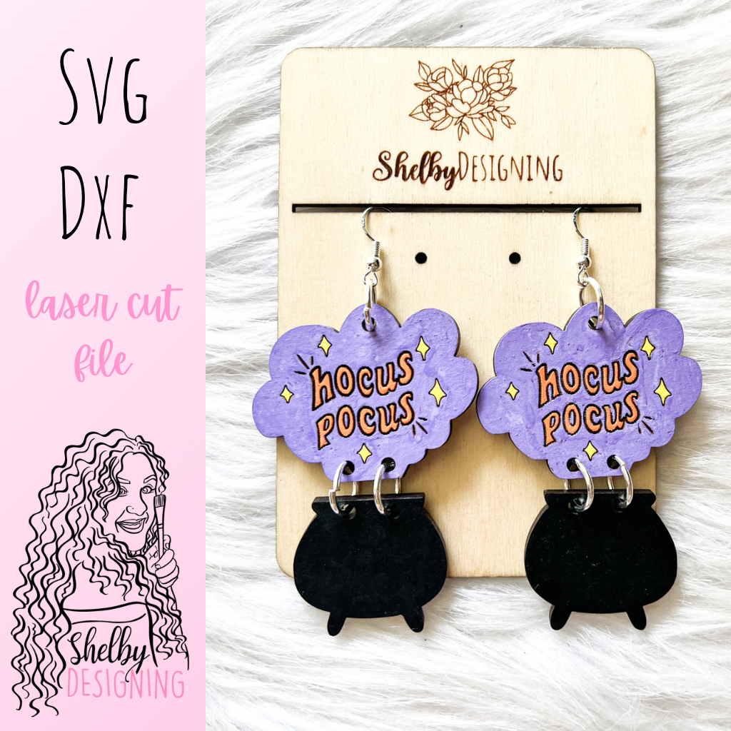 Hocus Pocus 2 Piece Cauldron Dangle Earrings SVG