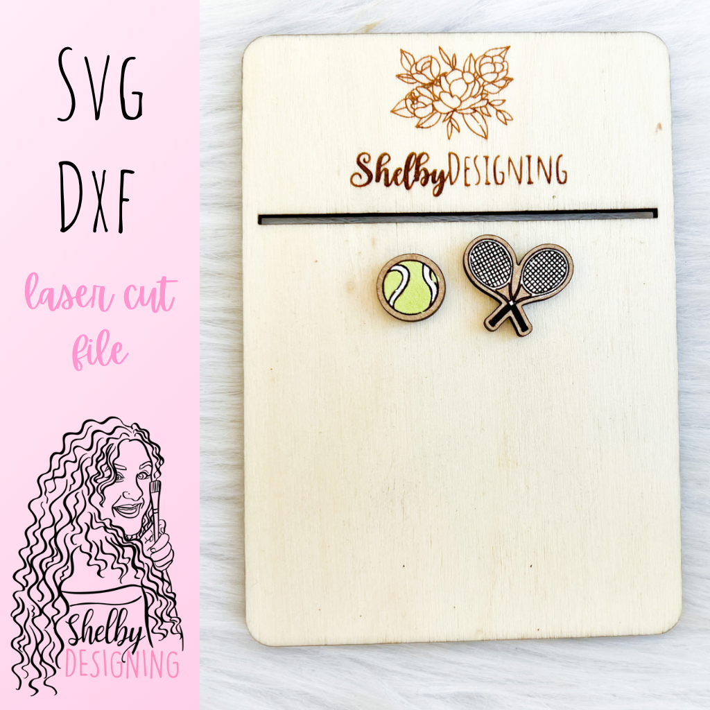Tennis Ball & Racket Stud Earrings SVG