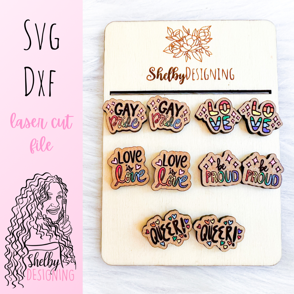 LGBTQ Pride Stud + Dangle Earrings Bundle SVG