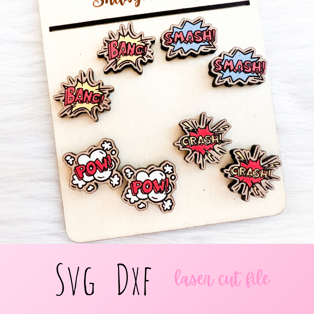 Comic Book Stud Earring Set SVG