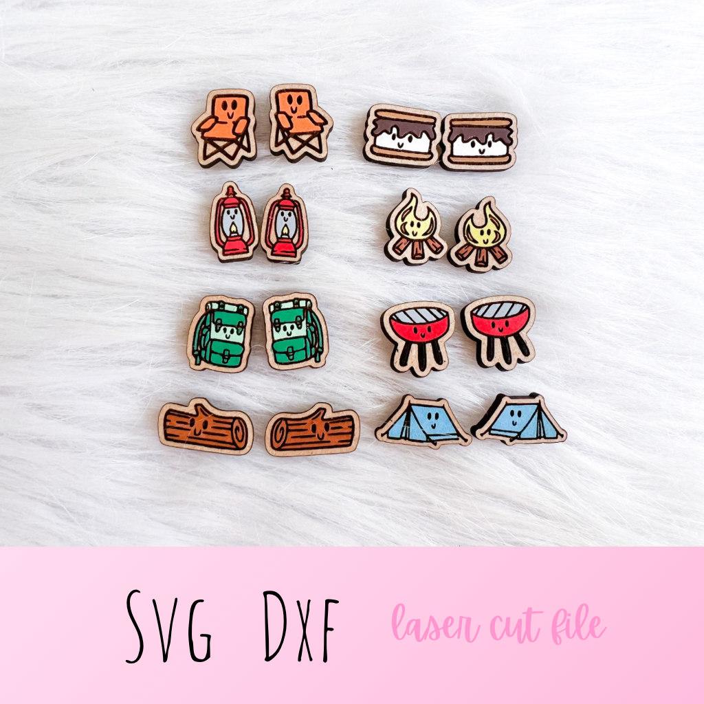 Kawaii Camping Stud Earring Bundle SVG