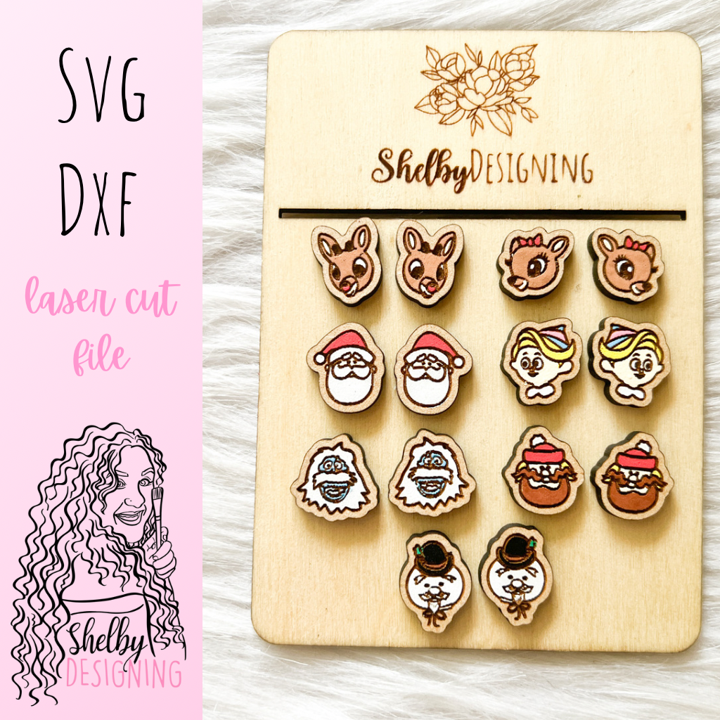 Classic Rudolph the Red Nosed Reindeer Earrings Bundle SVG