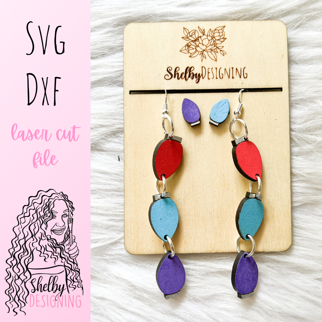 Christmas Lights 3 Piece Dangle Earrings & Studs SVG