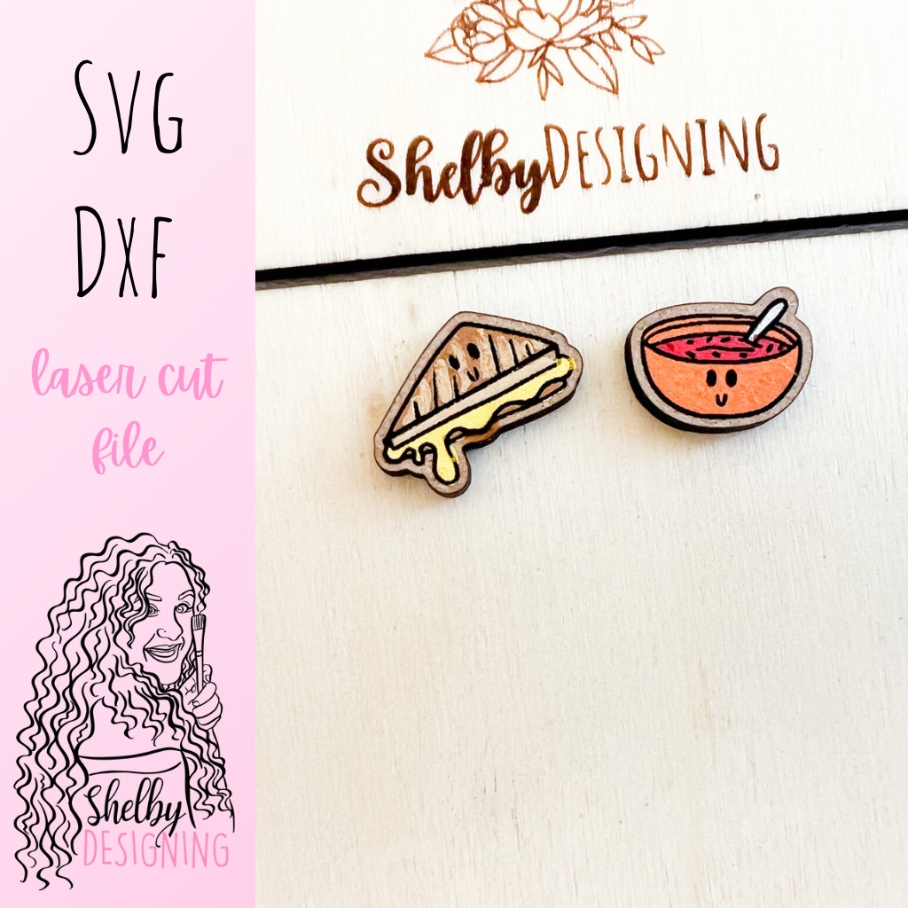 Kawaii Grilled Cheese & Soup Stud Earrings SVG