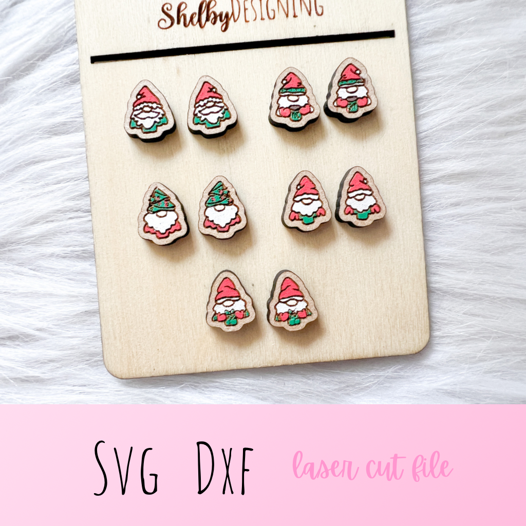 Christmas Tree Gnomes Stud Earrings Bundle SVG