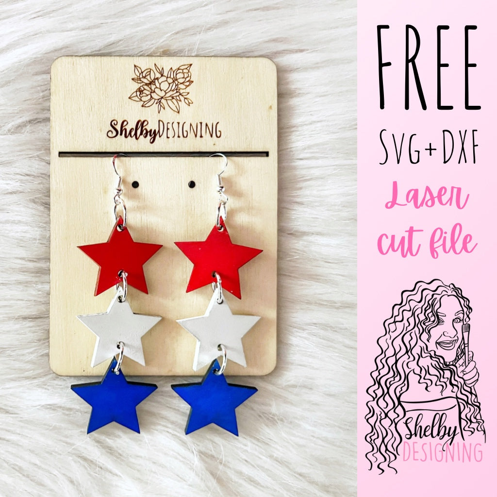 FREE | 4th Of July Star Dangle Earrings SVG
