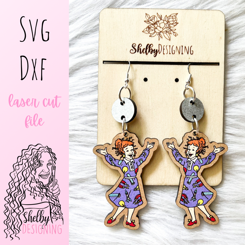 Cute Ms Frizzle Dangle Earrings SVG