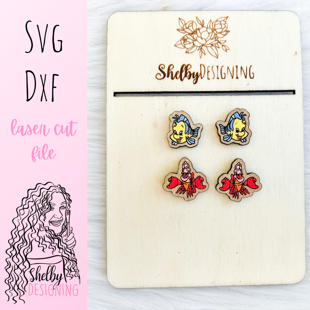 Flounder & Sebastian Stud Earrings Duo SVG