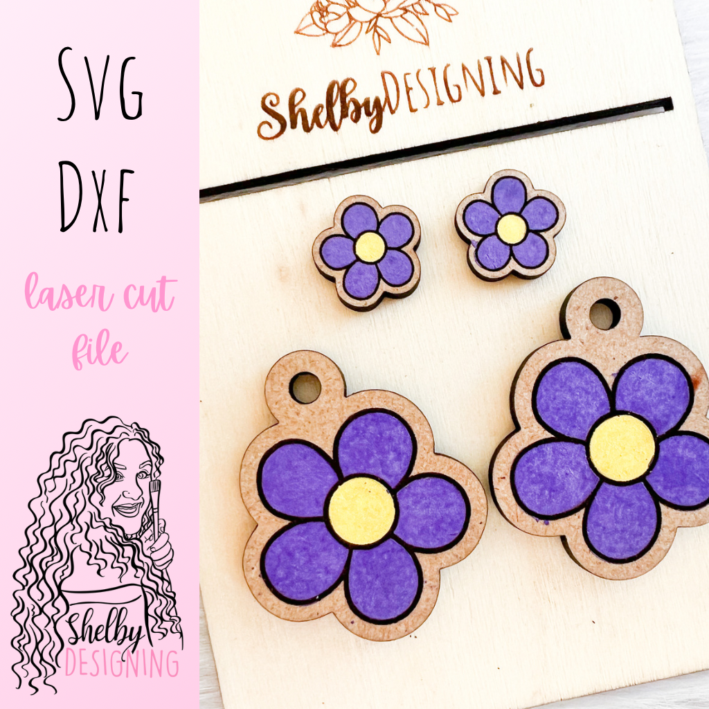 Cute Groovy Flower Stud/Dangle Earrings SVG