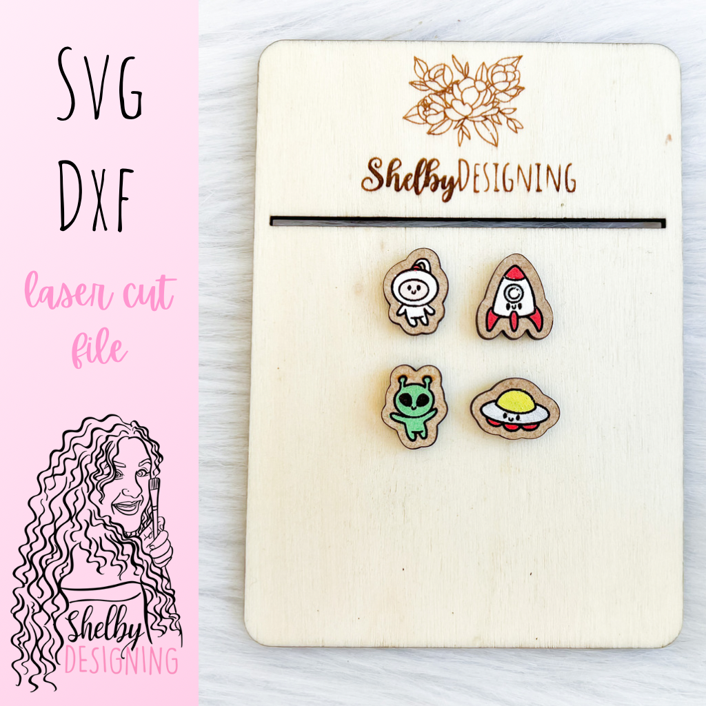 Kawaii Astronaut & Alien Duo Stud Earrings SVG