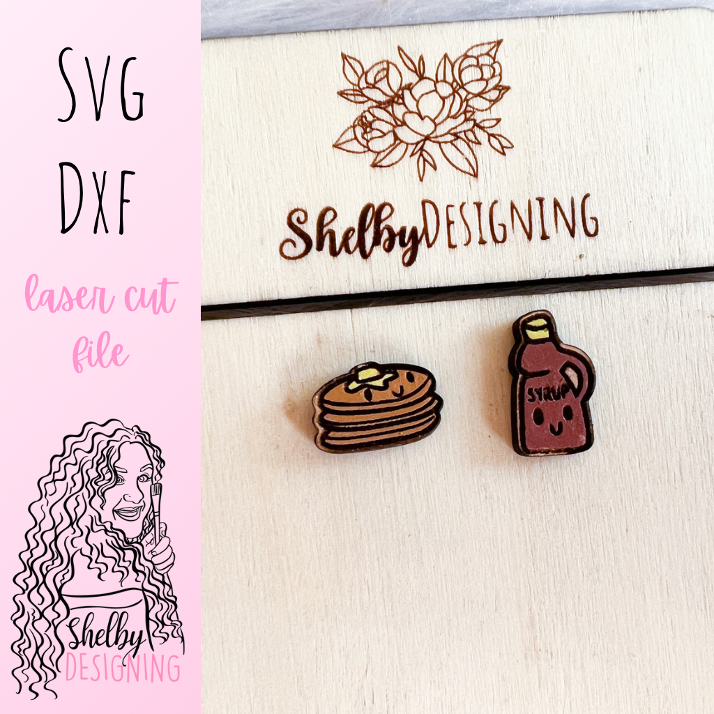 Kawaii Pancake & Syrup Stud Earrings SVG