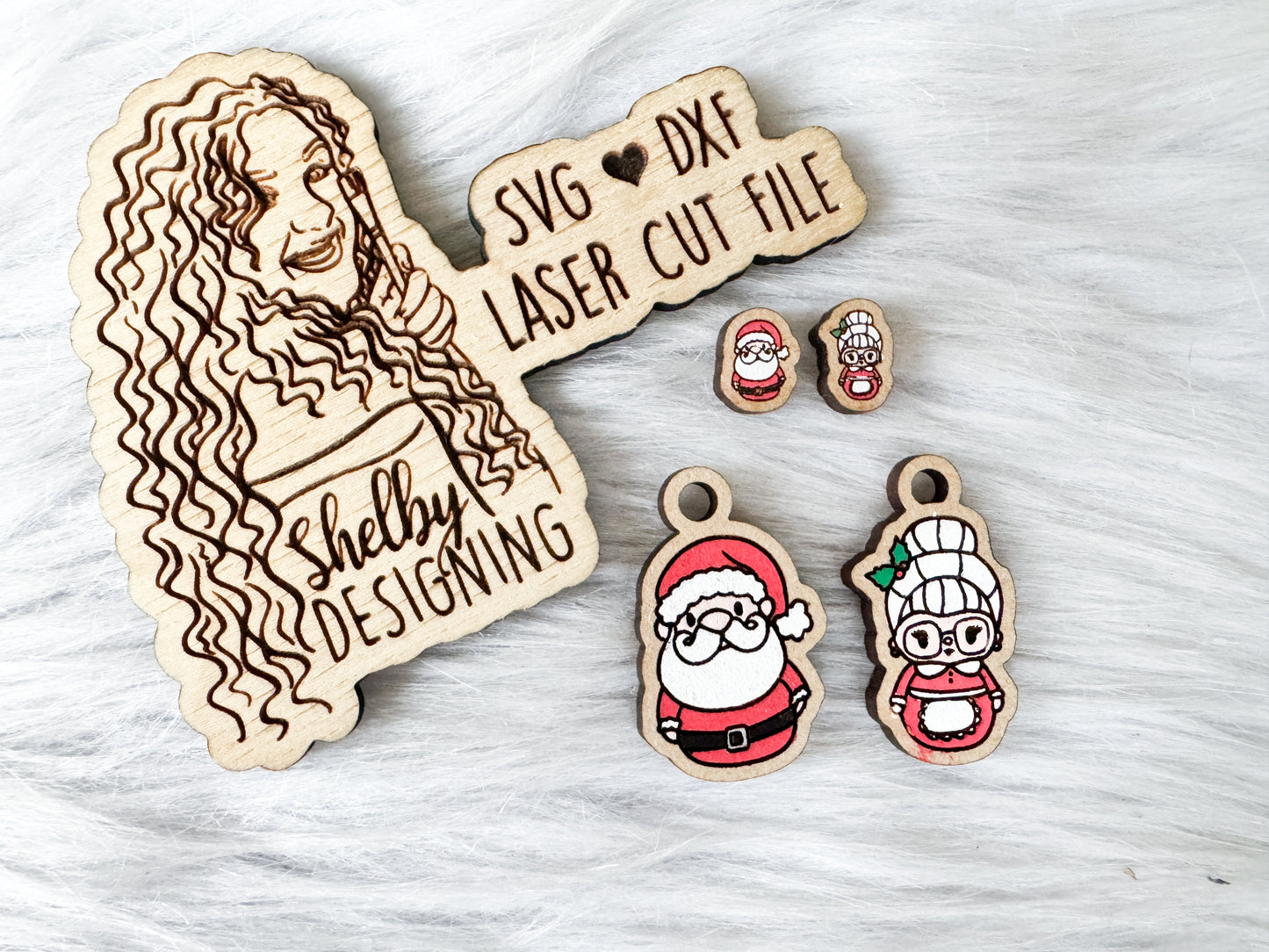 Santa & Mrs Claus Stud/Dangle Combo Earrings SVG