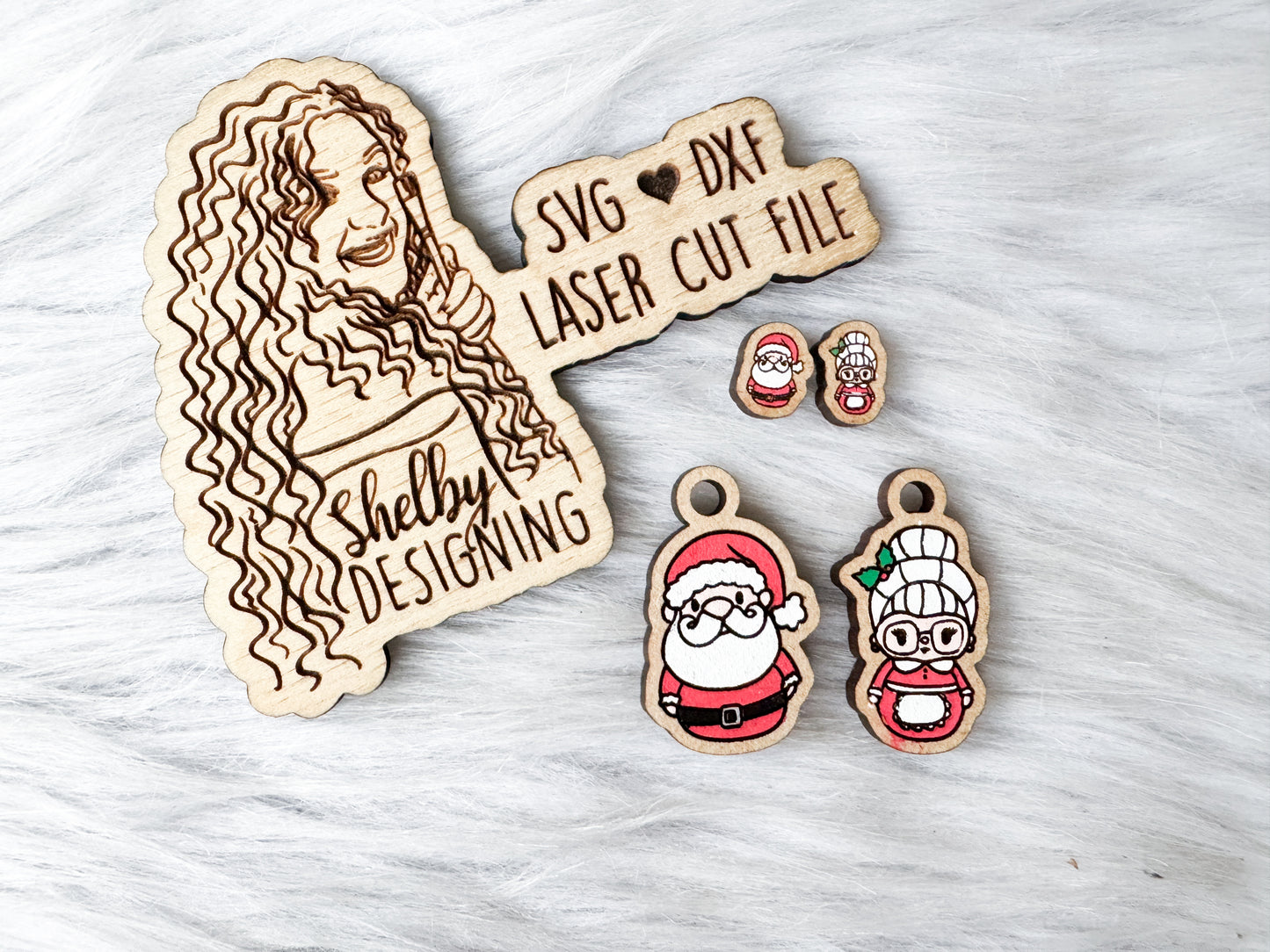 Santa & Mrs Claus Stud/Dangle Combo Earrings SVG
