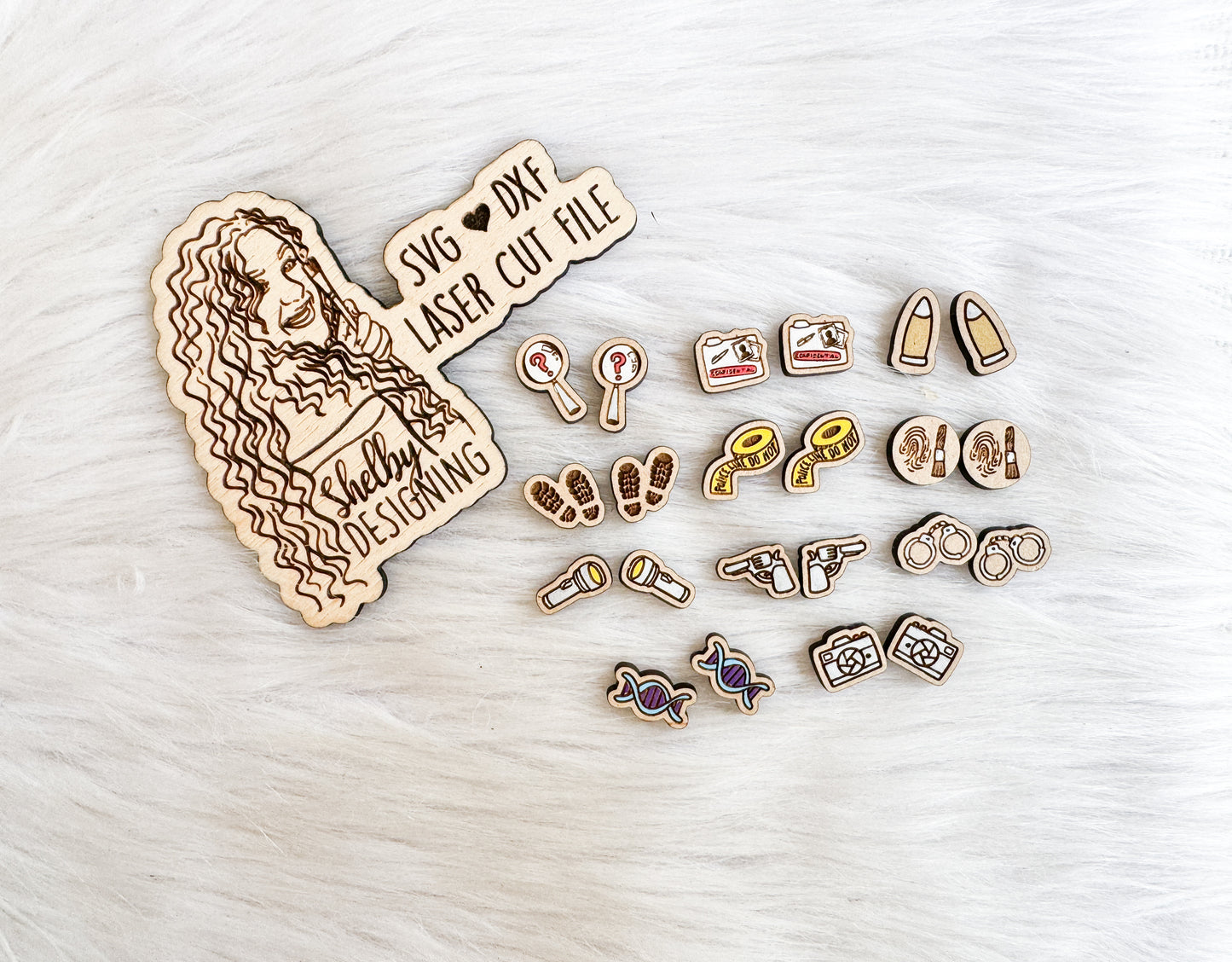 Crime Scene Investigator Inspired Stud Earring Bundle SVG