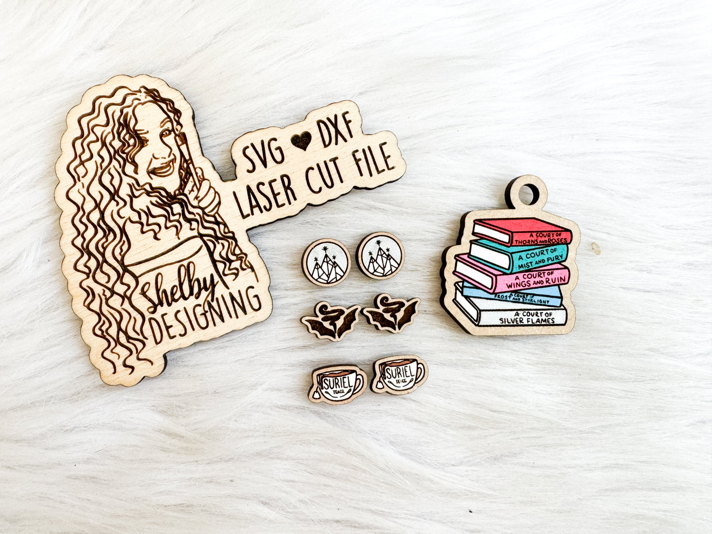 A Court of Thorns & Roses Inspired 3 Stud Earrings with Pin/Keychain SVG