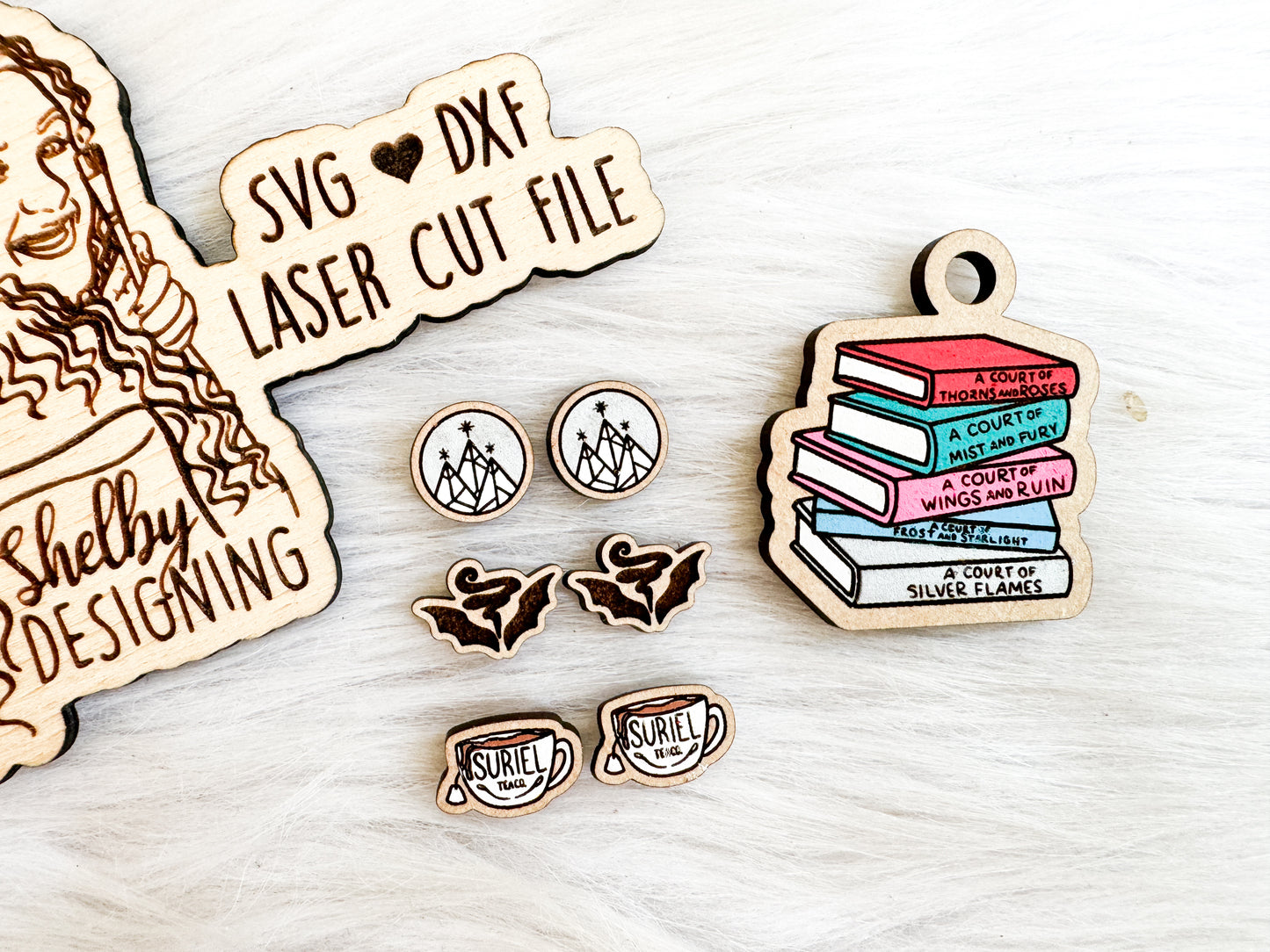 A Court of Thorns & Roses Inspired 3 Stud Earrings with Pin/Keychain SVG