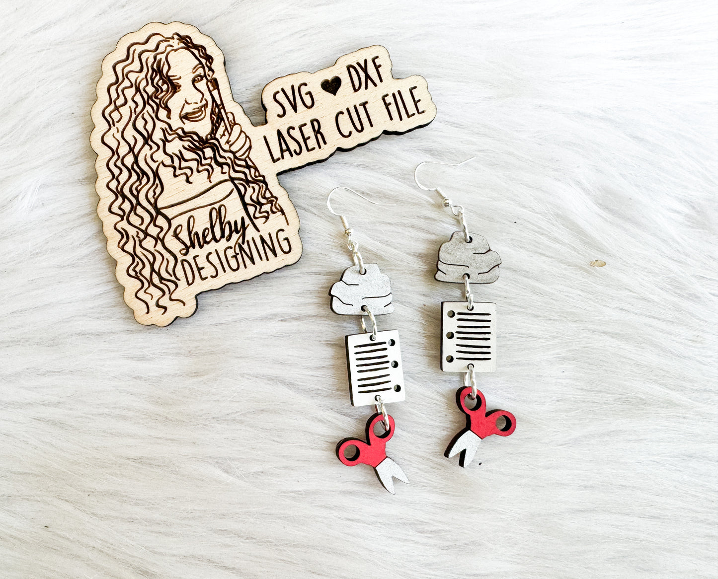 Rock Paper Scissors Dangle Earrings SVG