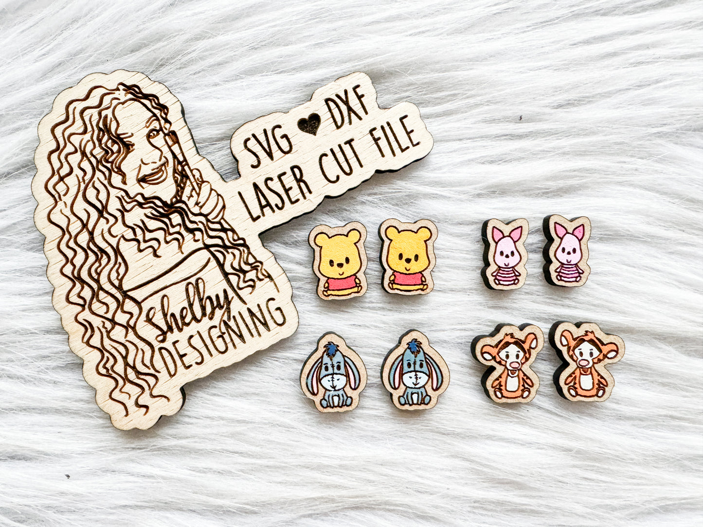 Baby Winnie the Pooh Friends Stud Earrings Set SVG