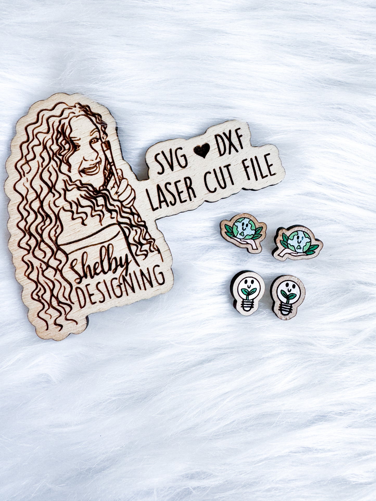 Earth Day Stud Earrings Duo SVG DXF Digital File