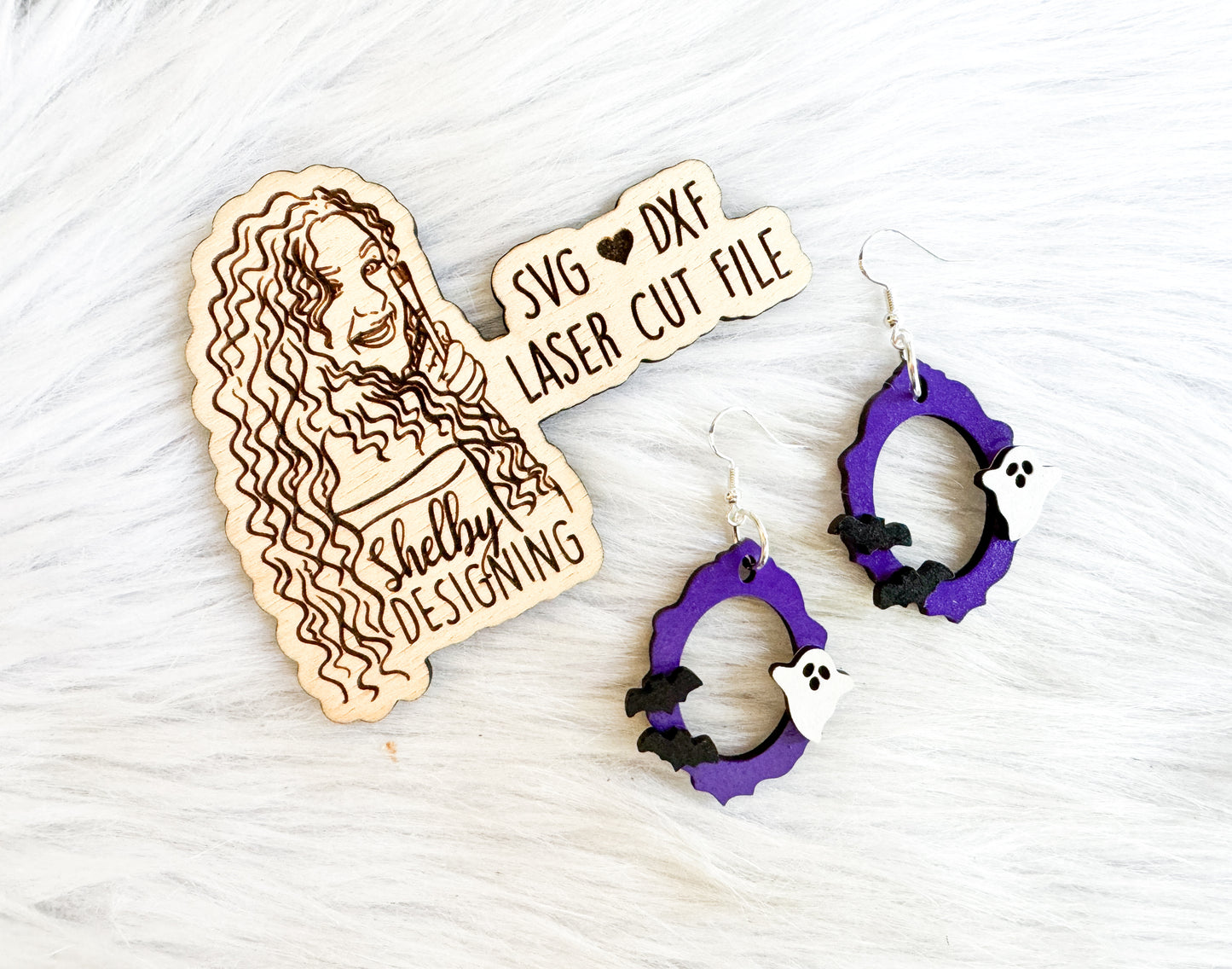 Spooky Frame Layered Dangle Earrings SVG
