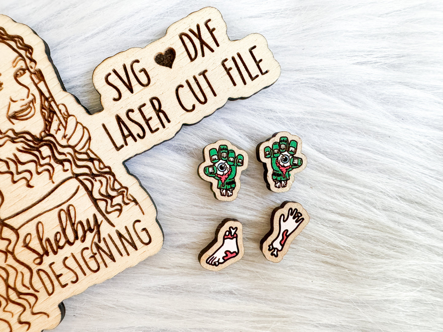 Zombie Hand & Limbs Stud Earrings Duo SVG