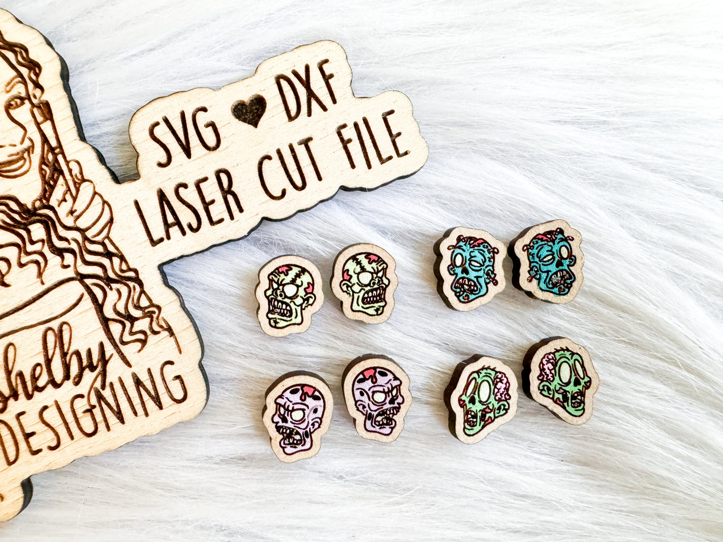 Creepy Zombie Stud Earrings Set SVG