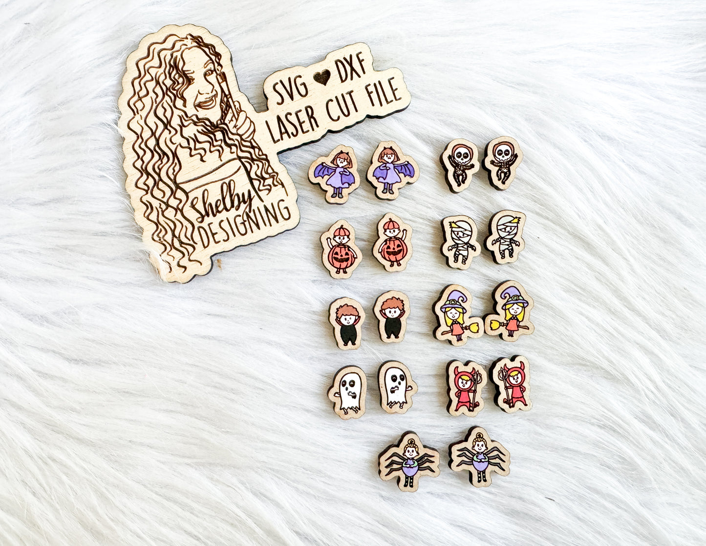 Cute Trick or Treaters Stud Earring Bundle SVG