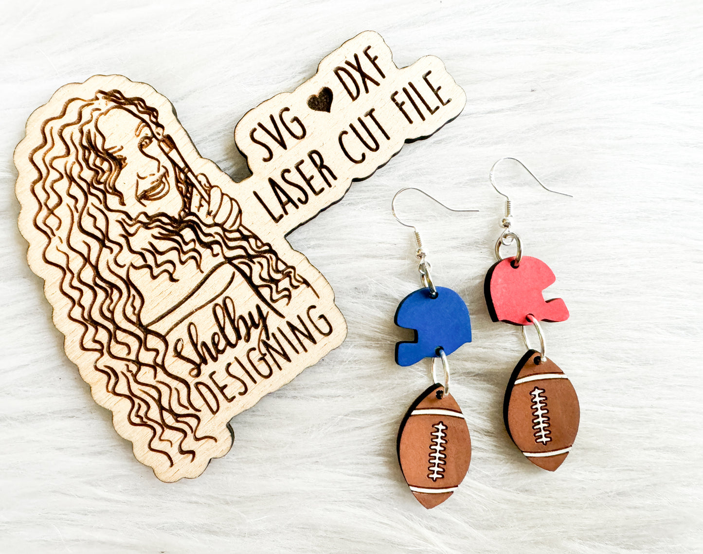 Helmet & Football 2 Piece Dangle Earrings SVG