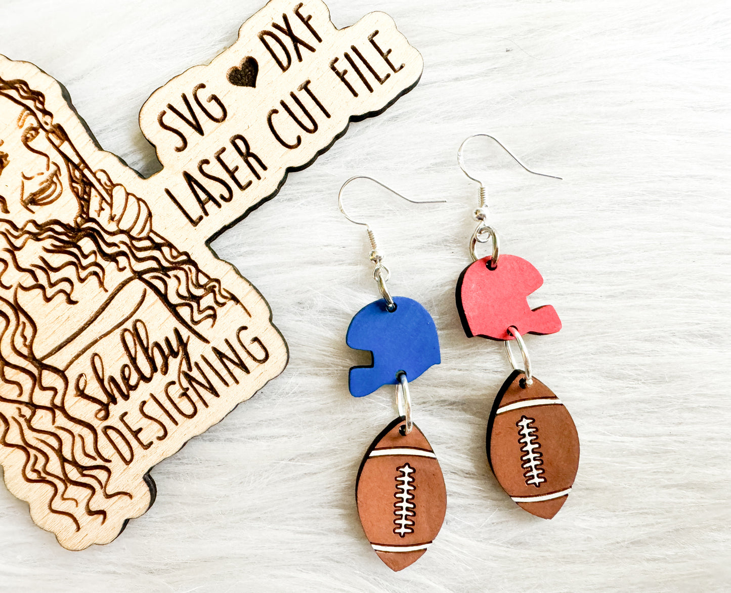 Helmet & Football 2 Piece Dangle Earrings SVG