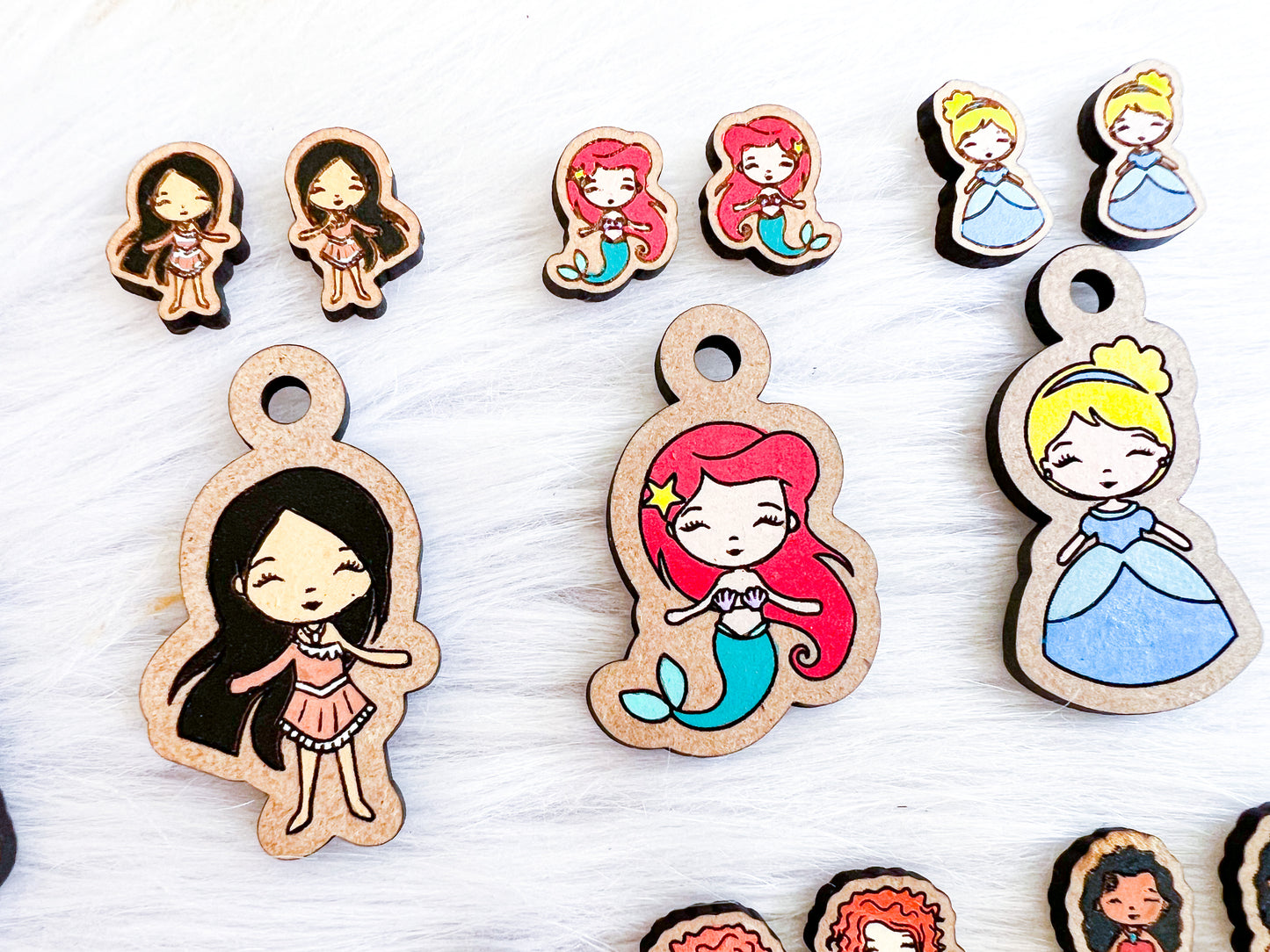 Cartoon Princesses Stud/Dangle Earrings Bundle SVG