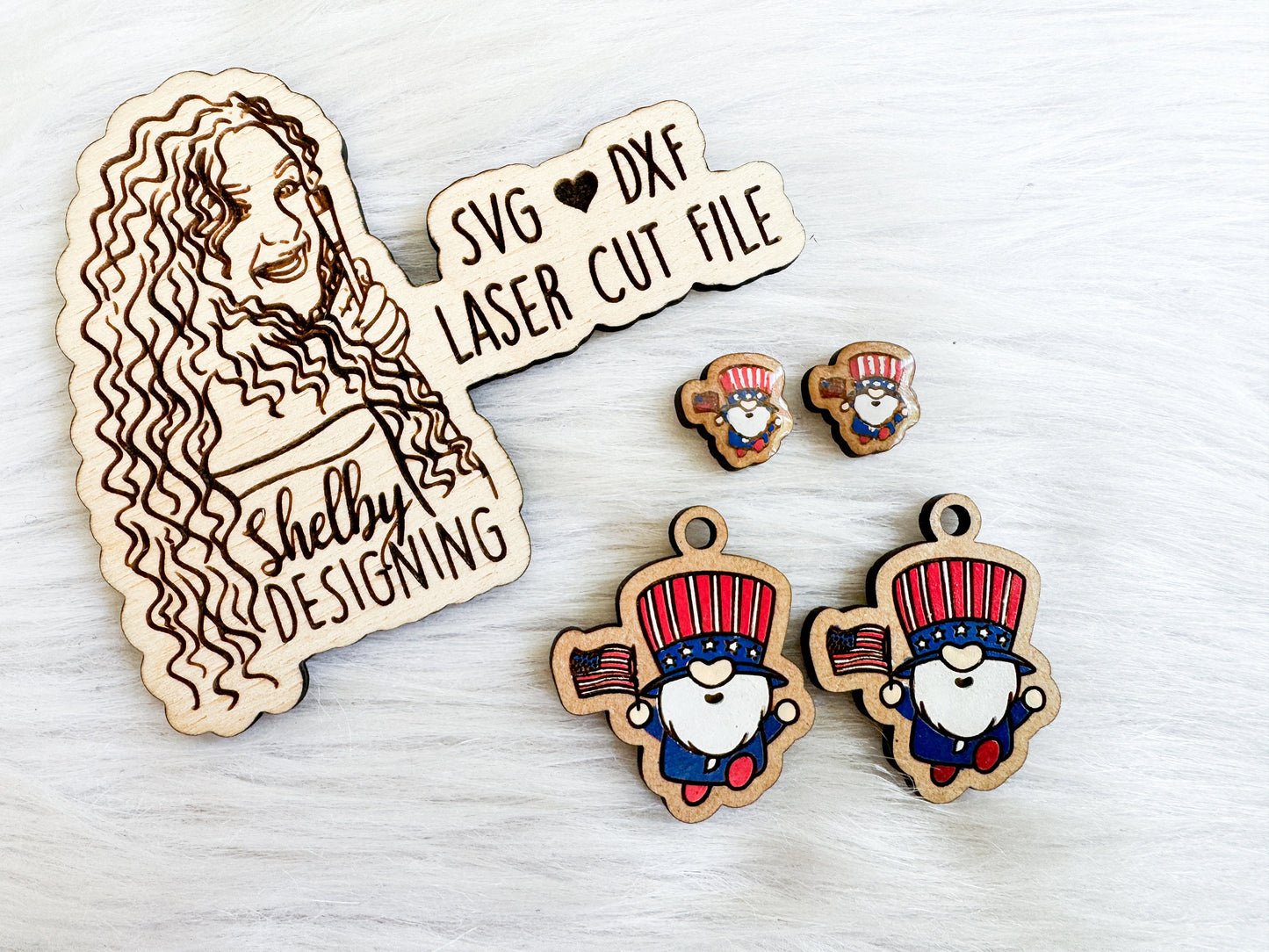 Patriotic Gnome Stud/Dangle Combo SVG Earrings
