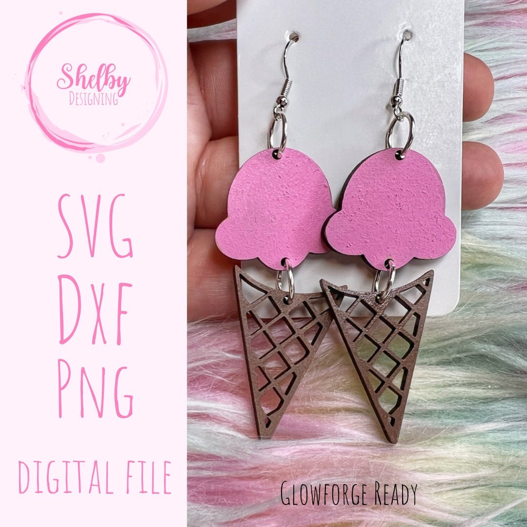 Ice Cream Dangle Earrings SVG