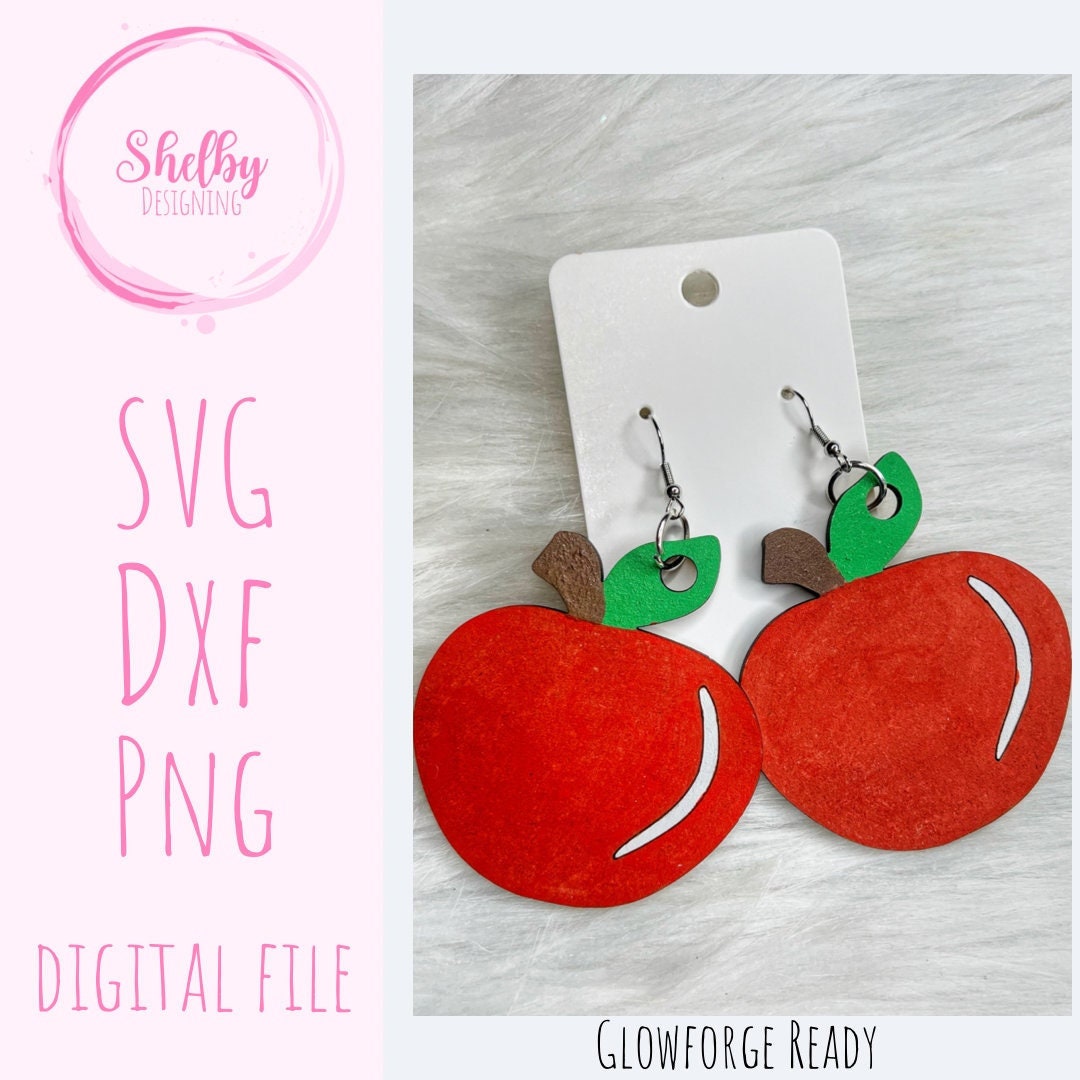 Teacher Red Apple Earrings SVG