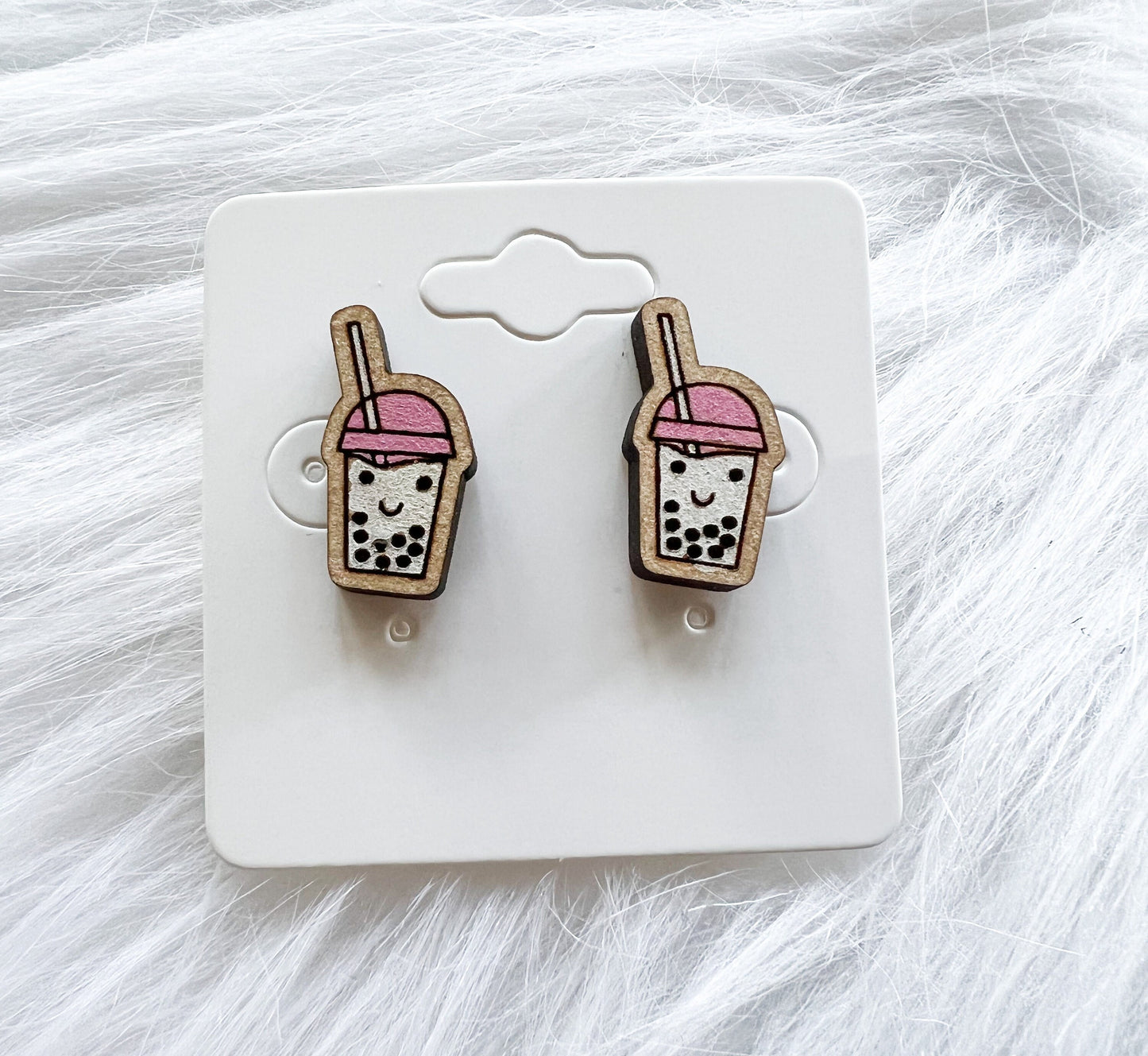 Kawaii Boba Tea Stud/Dangle Earrings Combo SVG