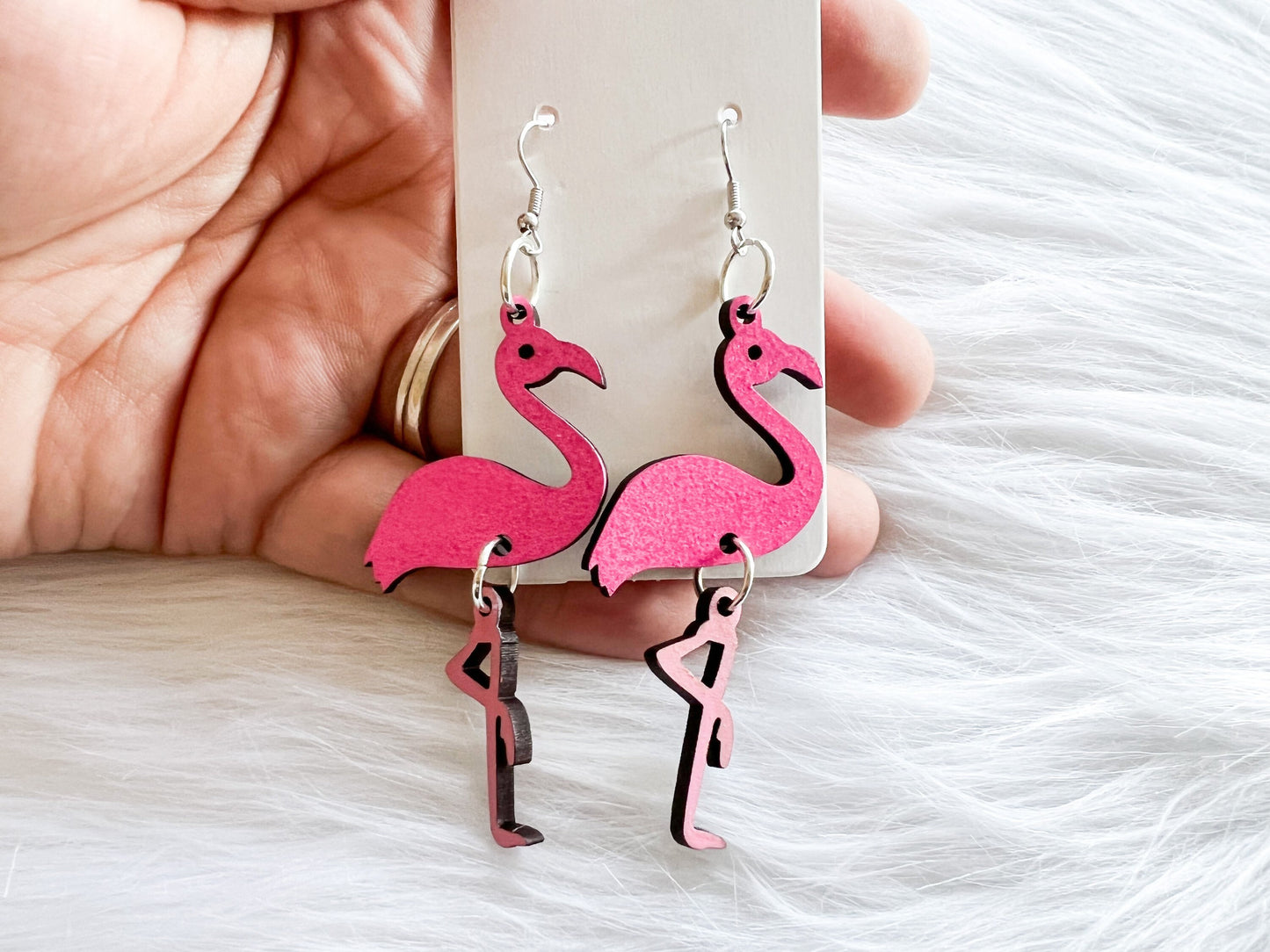 Cute Flamingo Dangle Earrings SVG