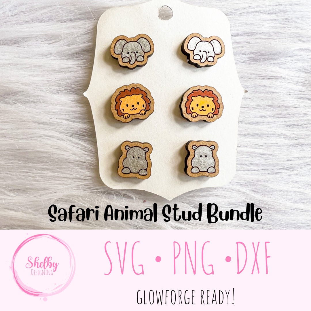 Cute Safari Animal Stud Earrings Bundle SVG