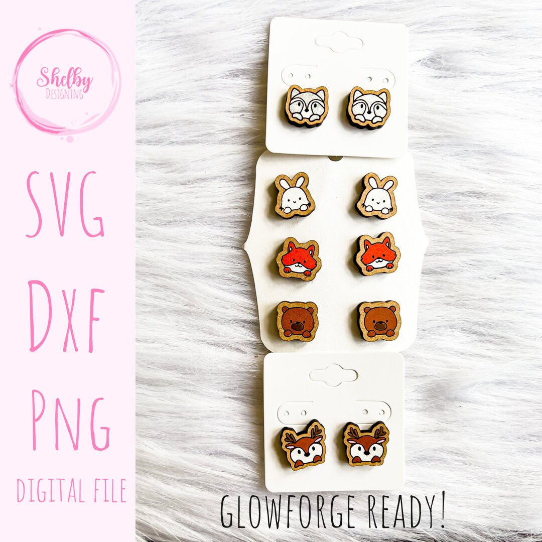 Cute Woodland Animal Stud Earring Bundle SVG