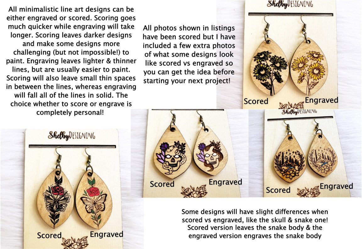 Skull & Snake Dangle Earrings SVG