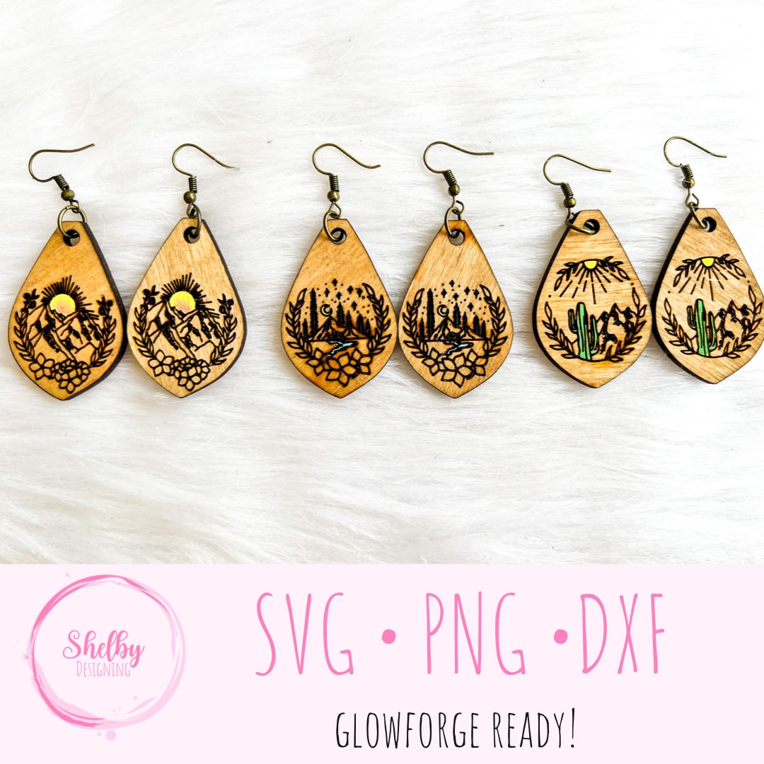 Minimalistic Mountain/Desert Dangle Earring Bundle SVG