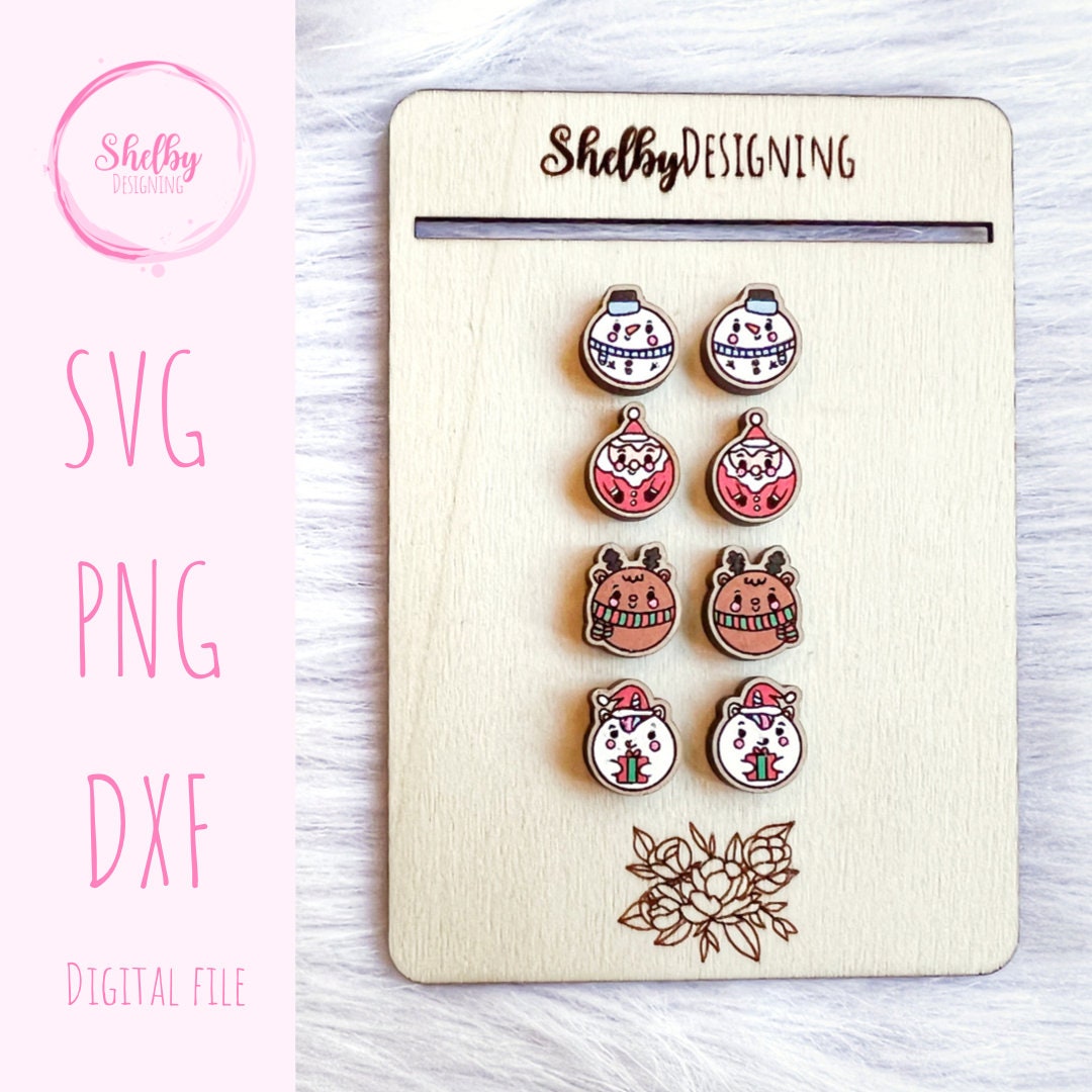 Circle Christmas Stud Earring Set SVG