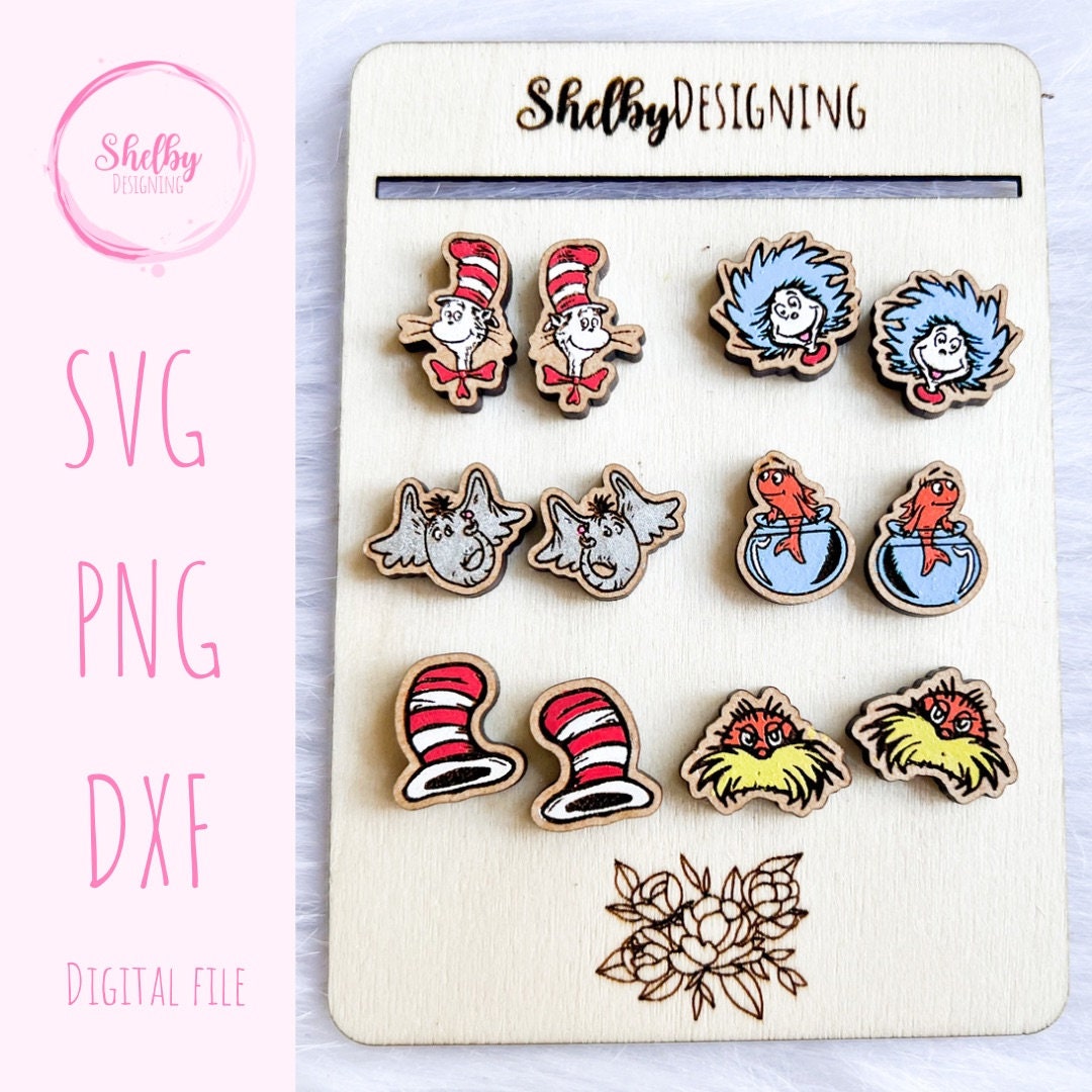 Cat in the Hat Stud Earrings Bundle SVG