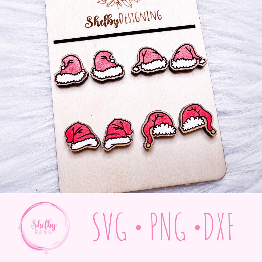 Christmas Santa Hat Stud Earrings Bundle SVG