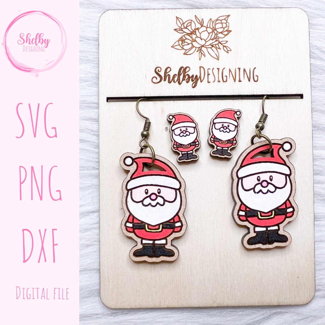 Christmas Santa Claus Stud/Dangle Earrings SVG